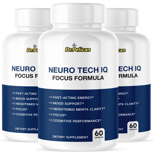 Pelican Vitamins Neuro Tech IQ- Brain Support- 3 Bottles- 180