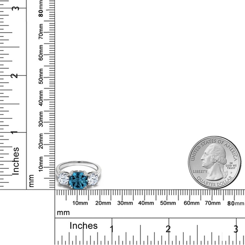 Gem Stone King 4.24 Cttw Anillo de Plata de Ley