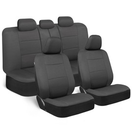 BDK PolyPro Car Seat Covers Full Set in Solid Charcoal – Front and Rear Split Bench Seat Covers for Cars, Easy to Install, Accessories for Auto Trucks Van SUV