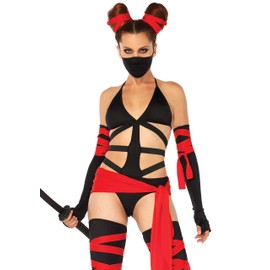 Leg Avenue Killer Ninja Kostüm, schwarz, rot, Größe: X-Small (EUR 34)