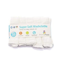Primo Passi Muslin Baby Washcloths 10 Pack | Super Soft Burp Cloth - White