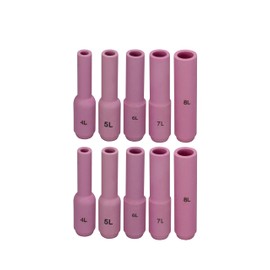 RIVERWELD TIG Alumina Nozzles Ceramic Cups Long Size 10N50L 4L 1/4", 10N49L 5L 5/16", 10N48L 6L 3/8", 10N47L 7L 7/16", 10N46L 8L 1/2" for PTA DB SR WP 17 18 26 TIG Welding Torch 10pcs