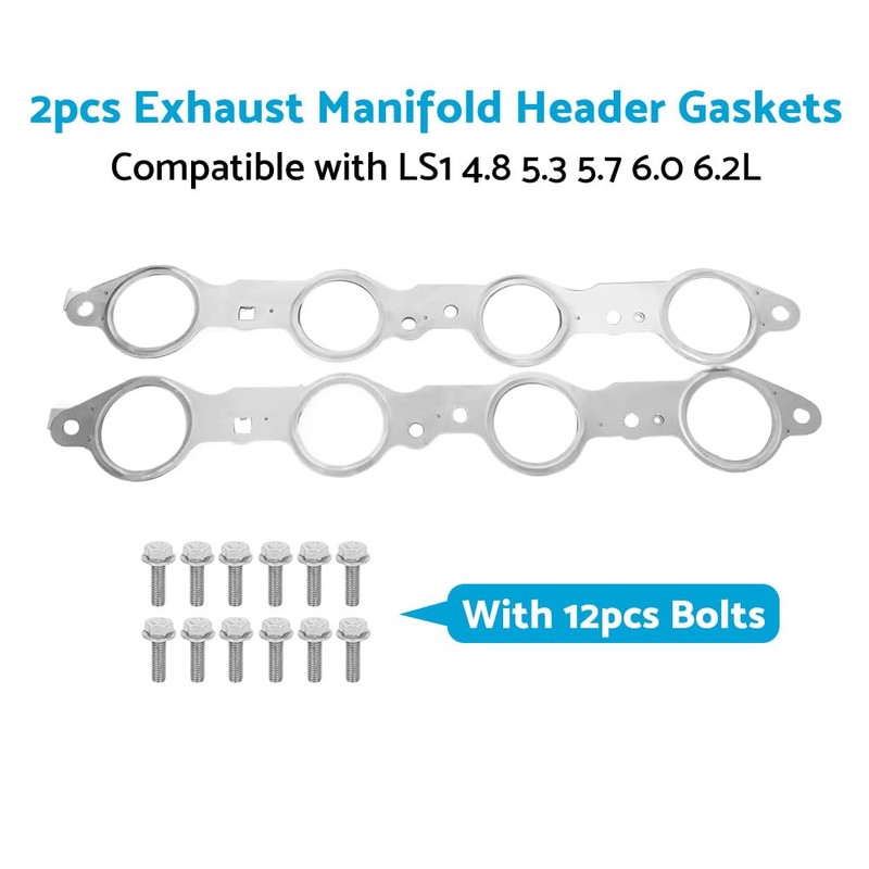 MAX COOL 1 Pair Exhaust Manifold Header Gasket Set Replacement
