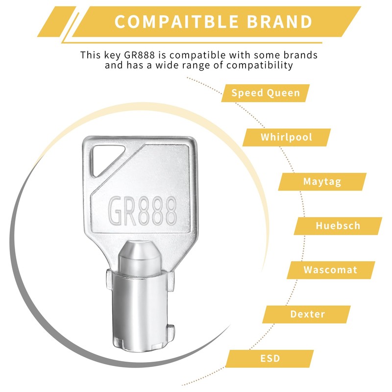 4-Pack Coin Laundry Machine Key,GR888,Laundry Key, Replacement for Greenwald Industries,Washing
