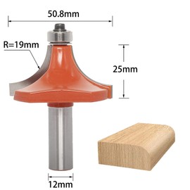 Sinoprotools Rounding Cutter 12 mm Shank, Round Cutter Standard Radius Cutter Radius 19 mm, Rounding Cutter Router with Ball Bearing, Rounding Cutter for Edge Milling / Milling Table (Diameter Shank