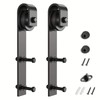 SMARTSTANDARD Sliding Barn Door Hardware Hangers 2pcs (Black) (J Shape