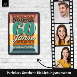 LANOLU Tin Sign 60 Sign Birthday - 60s Sign Original - Decorative 60th Birthday Man, 60th Birthday Decoration, Funny Birthday Sign 60 as Birthday Card 60 - Metal Sign 15 x 20 cm