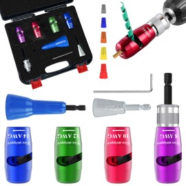 8Pcs Wire Twister Tool for Drill,YIHANGYE Wire Stripper for Drill,for 8-10-12-14 Gauge Electric Wire Stripper,Drill Wire Twister With 2Pcs Metal and Plasticwire Twisting Tool,Wire Connectors Nuts