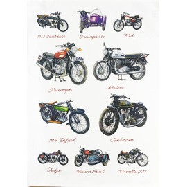 Half a Donkey Great British Motorcycles Large Cotton Tea Towel