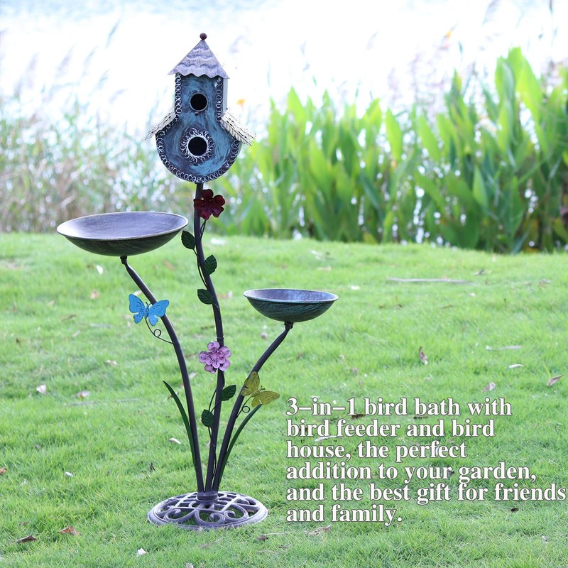 38" H Birdbaths for Outdoors,Metal Bird Feeder and Bird Houses