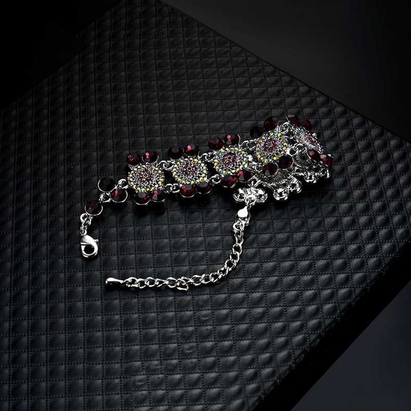 Women Fashion Classical Elegant Alloy Rhinestone Flower Bracelet Jewelry