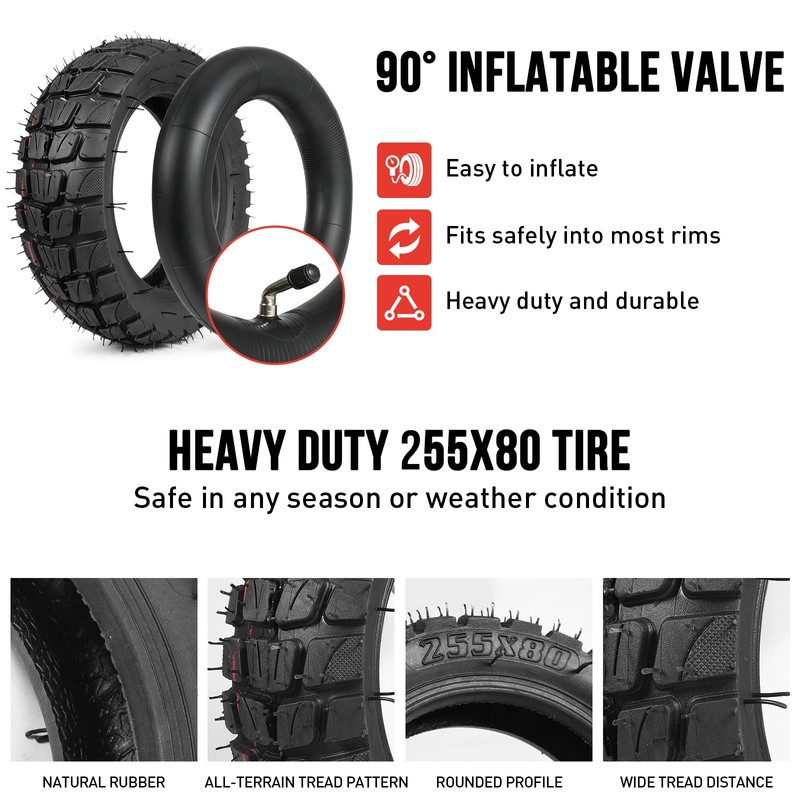 Molibisty 255x80 Scooter Tire,80/65-6 Tire And Tube Set