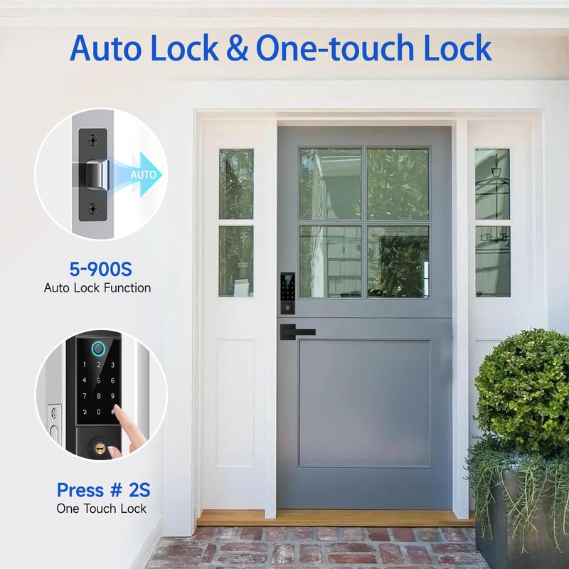 BEBASIA APP Control Fingerprint Lock with Handle, Heavy Duty Smart