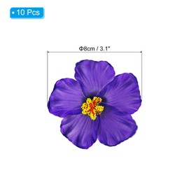 PATIKIL Hawaiian Hibiscus Flowers, 10 Pack Artificial Flowers Hair Clip DIY Foam Hibiscus Flower for Tabletop Decoration Party Favors Supplies, Violet
