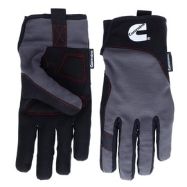 Cummins Mechanic Glove - Gray and Black Synthetic Leather Anti-Vibration Anti-Abrasion Work Gloves for Men All Season, Large