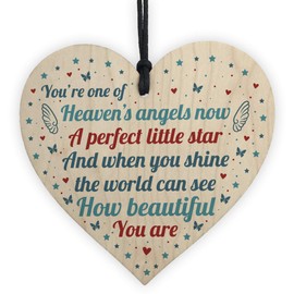 RED OCEAN Baby Memorial Plaque Wooden Hanging Heart Sign Bereavement Miscarriage Stilllborn Baby Memorial Gifts For Mum Keepsake