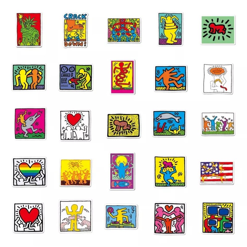 Keith Haring Arte 50 Calcomanias Stickers Pvc Contra Agua