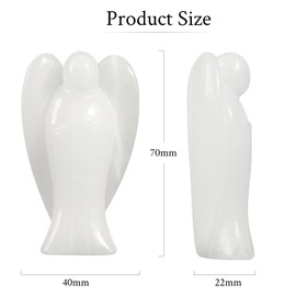 dssmboom 3” Hand Carved White Jade Crystal Angel Statue, Pocket Stone Peace Guardian Angels Figurine for Protection Meditation Home Decoration