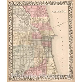Historic Map : World Atlas Map, Chicago 1868 - Vintage Wall Art - 24in x 30in