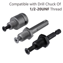 Bestgle 3Pcs 1/2-20UNF Drill Chuck Converter Adapter, SDS-Plus Hex Socket Square Female Connecting Rod for Impact Electric Driver/Wrench/Hammer