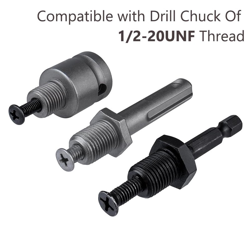 Bestgle 3Pcs 1/2-20UNF Drill Chuck Converter Adapter, SDS-Plus Hex Socket