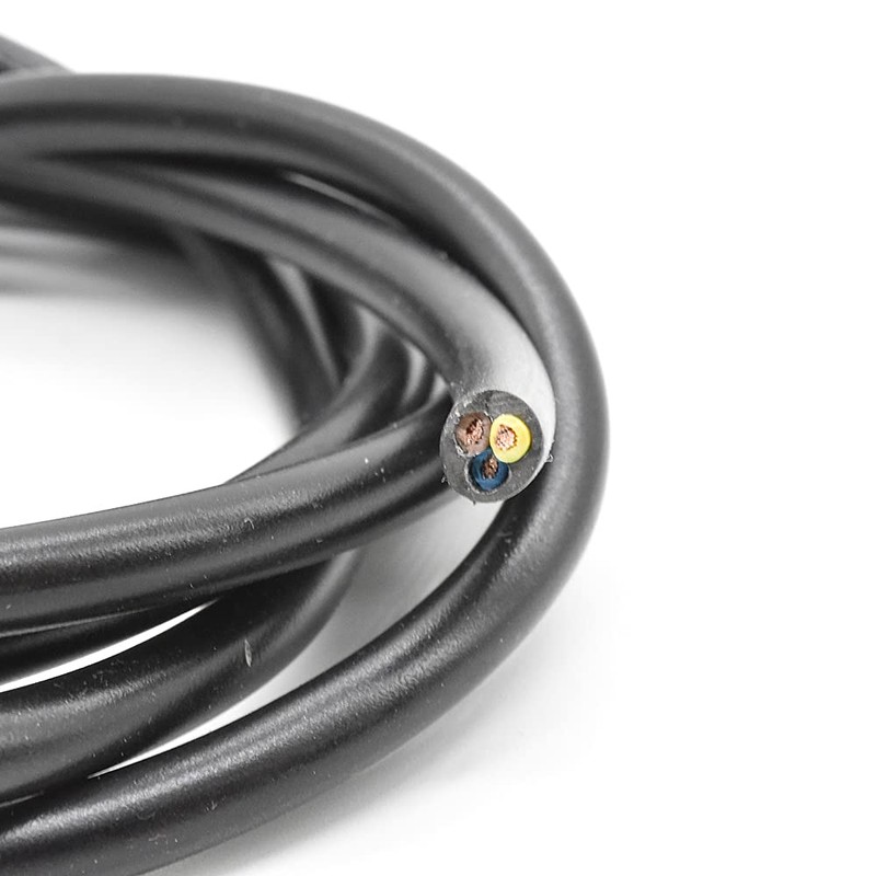 3 m Cable Black H03VV-F 3 x 0.75 mm² PVC