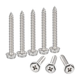 sourcing map Phillips Hex Washer Self Tapping Screws, M4 x 35mm 304 Stainless Steel Hex Flange Sheet Metal Screw 100pcs