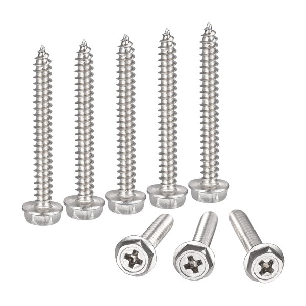 sourcing map Phillips Hex Washer Self Tapping Screws, M4 x