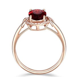 LAIFULA 14K Rose Gold Ruby Rings for Women's,Oval Cut Red Cubic Zirconia Engagement Anniversary Ring Gifts Size T1/2
