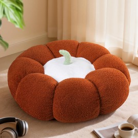 LANPU 24" Pumpkin Floor Cushion, Large Plush Round Pillow Seat