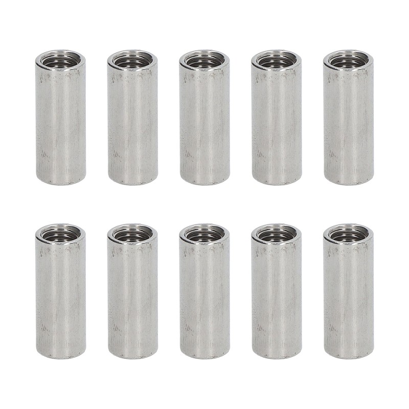 10PCS Round Coupling Nuts 304 Stainless Steel Female Thread Cylindrical