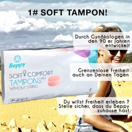 Beppy WET 4 Stück in der Box - einzeln hygienisch verpackt, feucht, ohne Faden - Soft + Comfort Tampons / Schwamm tampons, die Tampons für mehr Freiheiten während der Periode (Liebe, Sauna, Sport, Schwimmen)