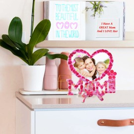 Juome Mothers Day Picture Frame Resin Molds Silicone, Resin Photo Frames Molds for Epoxy Resin, Heart Shape Mom Epoxy Casting Mold for DIY Crafts Home Table Decor Mothers Day Gifts