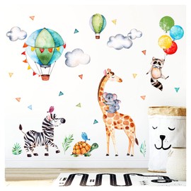 Little Deco DL313 Wall Sticker Safari Party I Wall Picture S - 84 x 59 cm (W x H) I Giraffe Zebra Wall Sticker Girls Children's Room Sticker Boy Decorative Sticker Baby Room