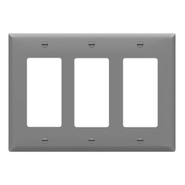 ENERLITES Decorator Wall Plate, Light Switch or Receptacle Outlet Cover, Glossy Finish, Size 3-Gang 4.50" H x 6.38" L, 8833-GY, Gray