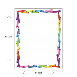 Stonehouse Collection Colorful Crayon Border Letterhead - 60 Sheets Per stationery Pack - B6512