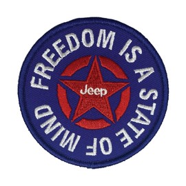 Jeep Freedom is a State of Mind Oscar Mike Star Logo Embroidered Patch | 4" Heat Seal Patch for Clothes, Backpacks, Hats, Jackets, and Jeans