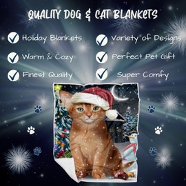 Doggie of the Day Happy Holidays Abyssinian Cat Blanket - Have a Holly Jolly Christmas - Super Soft & Warm Pet Theme for Sofa or Bed, Warm Fleece, Sherpa or Woven Material, BLNKT75171 (50x60 Sherpa)
