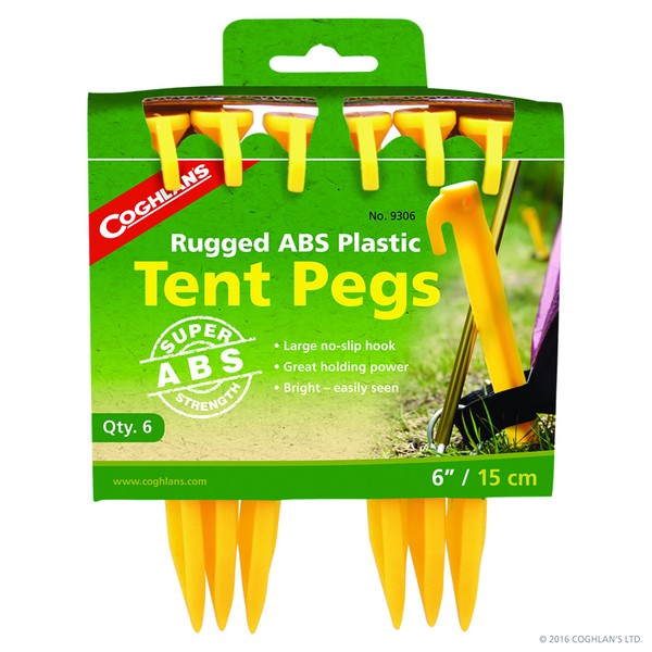 Coghlan's ABS Plastic Tent Pegs, 6-Inch,Yellow