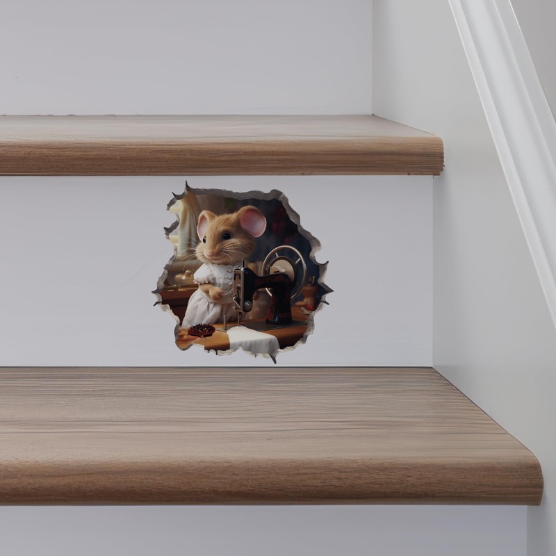 Seamstress Mouse Hole 3D Wall Sticker - Unique Gift Idea