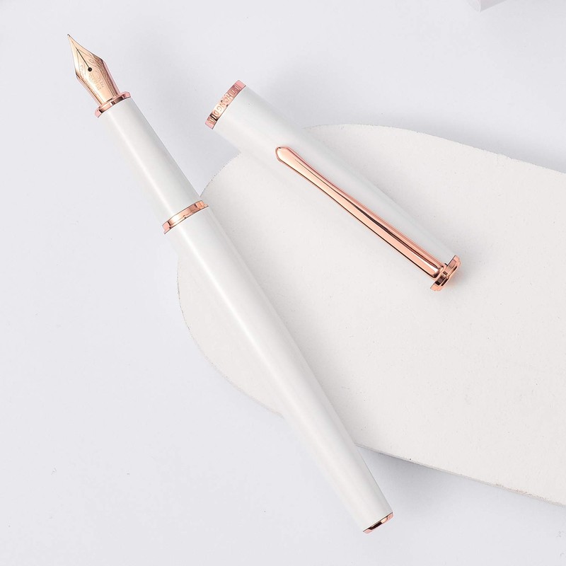 Pluma estilográfica Hong Dian 920 de metal blanco, punta extra