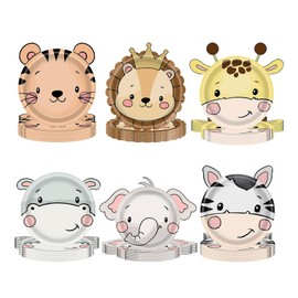 SKTMH Jungle Animal Party Supplies 60Pcs 9" Animal Birthday Party Plates Jungle Safari Birthday Party Plates Zoo Animals Shaped Paper Plates Disposable Paper Plates for Baby Shower Decoration Supplies