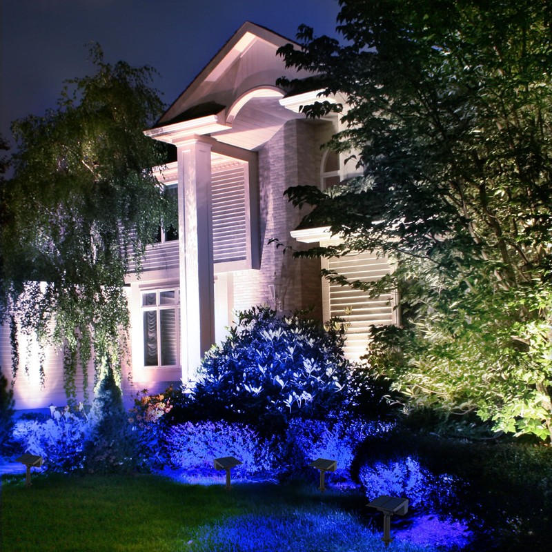 T-SUN Blue Solar Spot Lights Outdoor 4 Pack, 49 LED