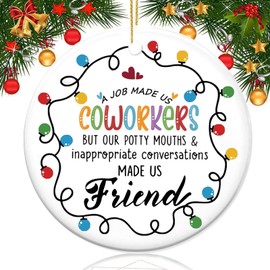 Gifts for Coworkers Friend Christmas Ornaments，3" Double Sided Ceramic Ornaments