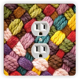 Multi Colored woolen Yarns - Outlet Plate Cover - Outlet Cover Switch Plate - Outlet Cover Cover