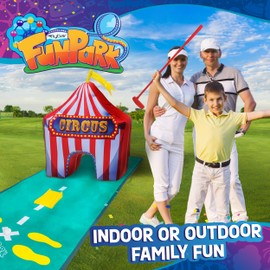 FunPark Inflatable Toddler Mini Golf Set, 13 Pieces, Adjustable Clubs, Green Mats, Putting Cups, Obstacles, Indoor/Outdoor Kids Golf Set for Boys and Girls