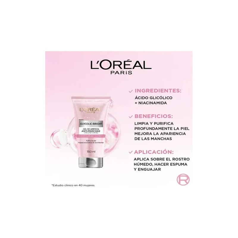 Loréal Paris Glycolic Brigh Gel Peeling Exfoliante Skincare