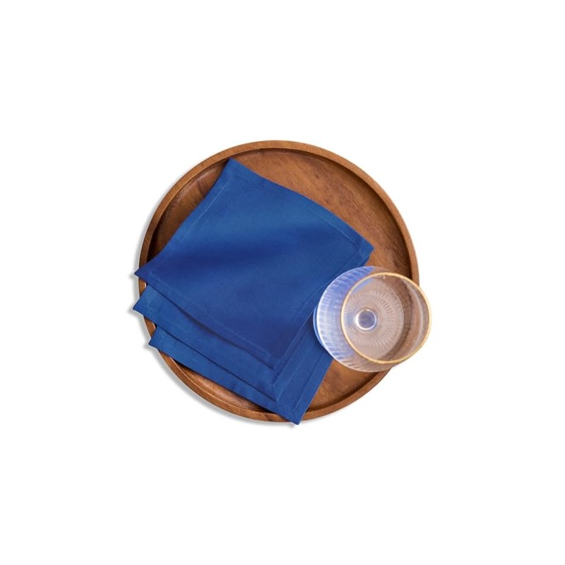 Solino Home 6 Inch Blue Cocktail Napkins Set of 12
