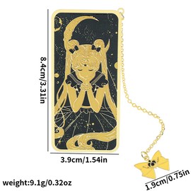 1Pc Sailor Book Mark for Women Anime Luna Girl – Metal Bookmarks Anime Character Perfect for Anime Fans, Reading Accessories Book Page Markers for Girls Collection (Black-Moon)