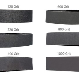 Sackorange 12 Pack 3 x 21 Inch Silicon Carbide Sander Belts Set- 2 Pcs Each of 120 240 400 600 800 and 1000 Grits Assortment Premium Knife Sharpening Sanding Belts